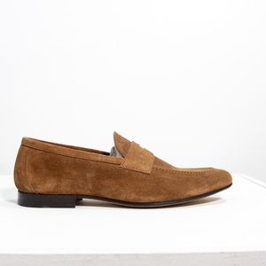 Brown Suede Penny Loafer